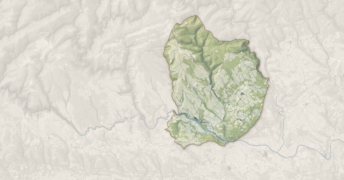 Portrait cartographique de La Caunette : relief, eau, forêts, bâti et voies, calculés à partir des données de l'IGN