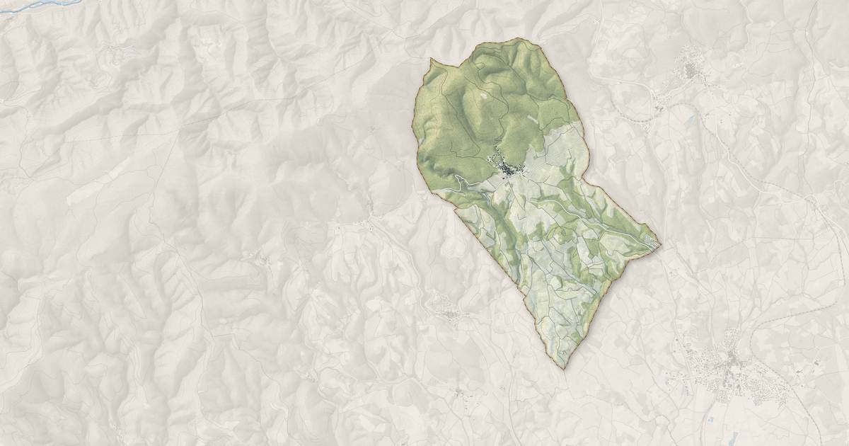 Portrait cartographique de Caussiniojouls : relief, eau, forêts, bâti et voies, calculés à partir des données de l'IGN