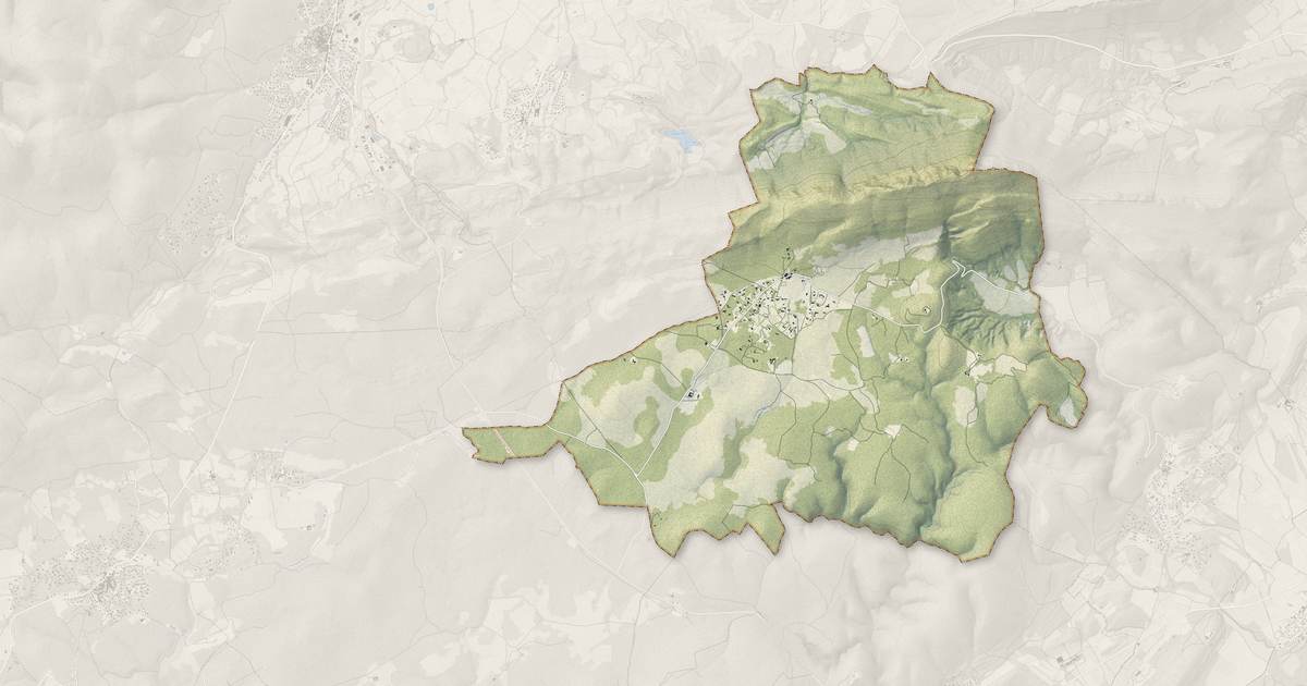 Portrait cartographique de Cazevieille : relief, eau, forêts, bâti et voies, calculés à partir des données de l'IGN