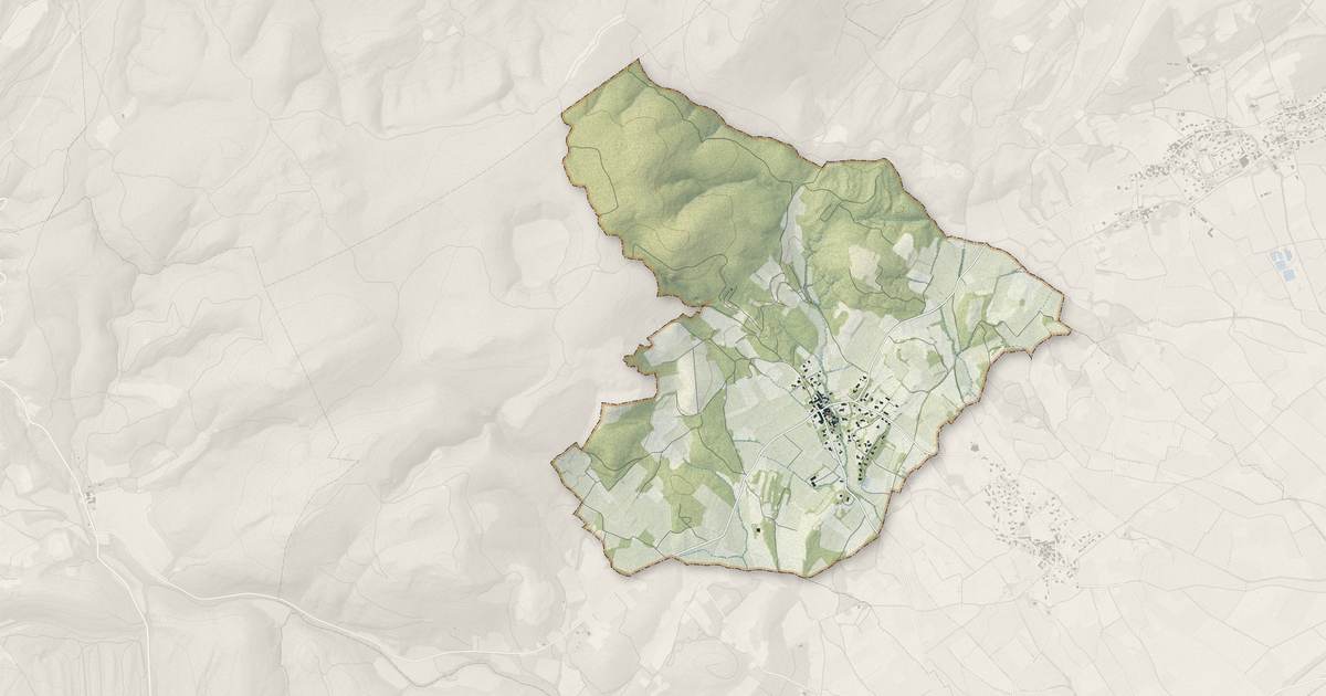 Portrait cartographique de Garrigues : relief, eau, forêts, bâti et voies, calculés à partir des données de l'IGN