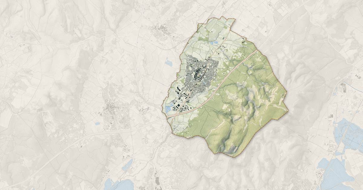 Portrait cartographique de Gigean : relief, eau, forêts, bâti et voies, calculés à partir des données de l'IGN