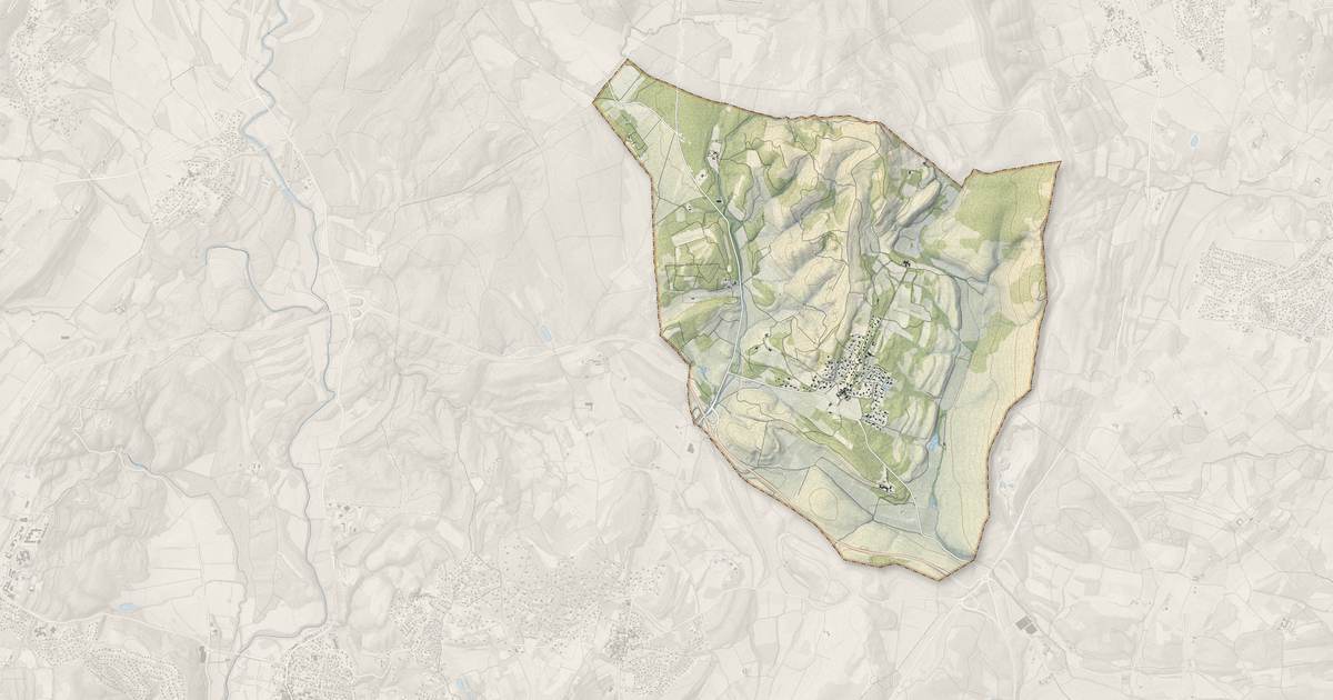 Portrait cartographique de Guzargues : relief, eau, forêts, bâti et voies, calculés à partir des données de l'IGN