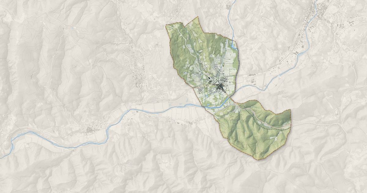 Portrait cartographique de Hérépian : relief, eau, forêts, bâti et voies, calculés à partir des données de l'IGN