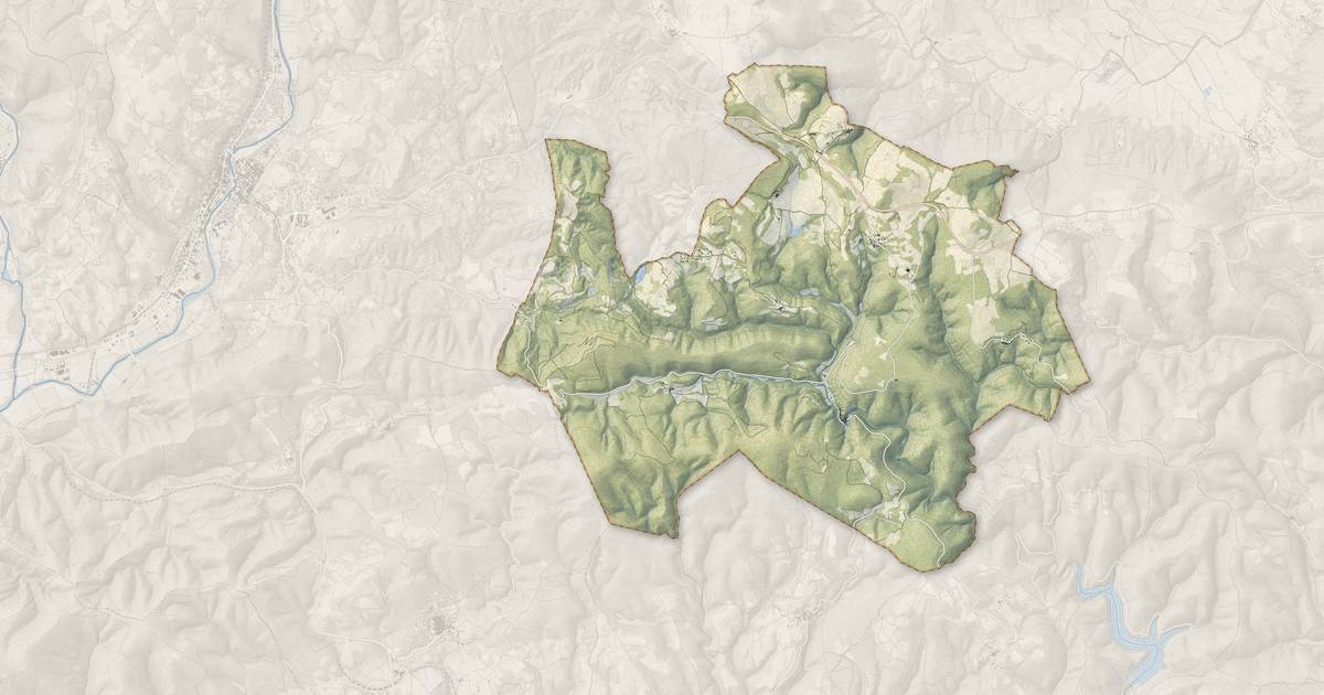 Portrait cartographique de Pézènes-les-Mines : relief, eau, forêts, bâti et voies, calculés à partir des données de l'IGN
