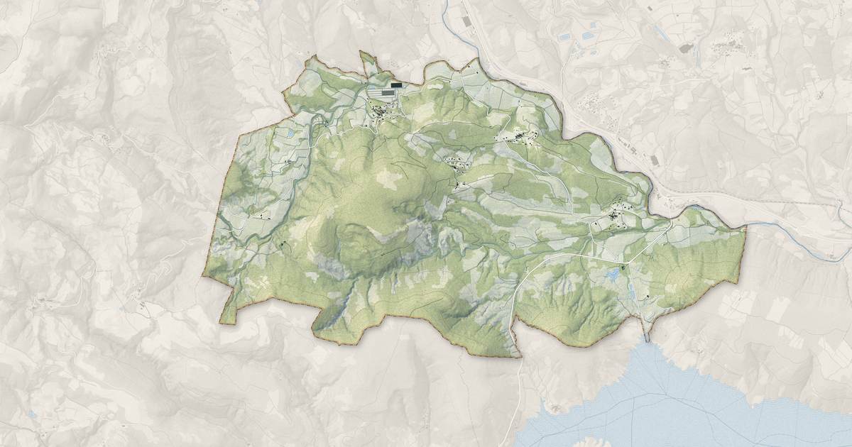 Portrait cartographique de Le Puech : relief, eau, forêts, bâti et voies, calculés à partir des données de l'IGN