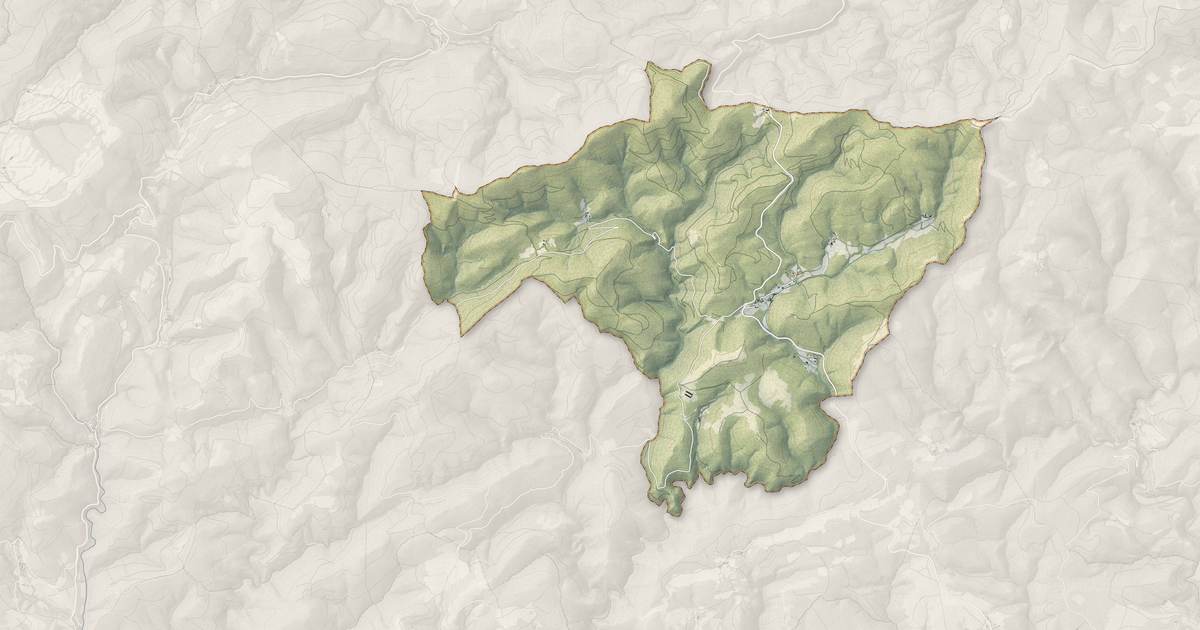 Portrait cartographique de Rieussec : relief, eau, forêts, bâti et voies, calculés à partir des données de l'IGN