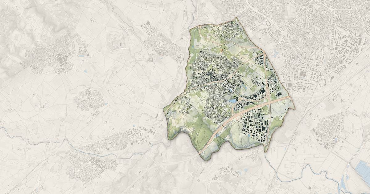 Portrait cartographique de Saint-Jean-de-Védas : relief, eau, forêts, bâti et voies, calculés à partir des données de l'IGN