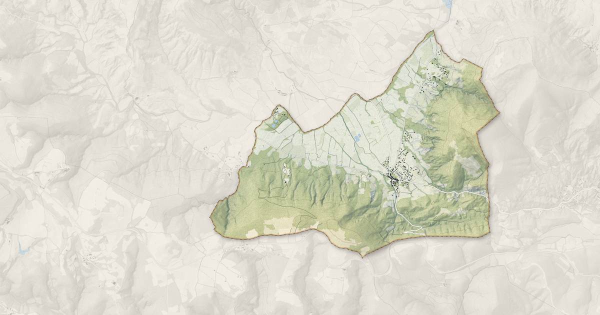 Portrait cartographique de Salasc : relief, eau, forêts, bâti et voies, calculés à partir des données de l'IGN
