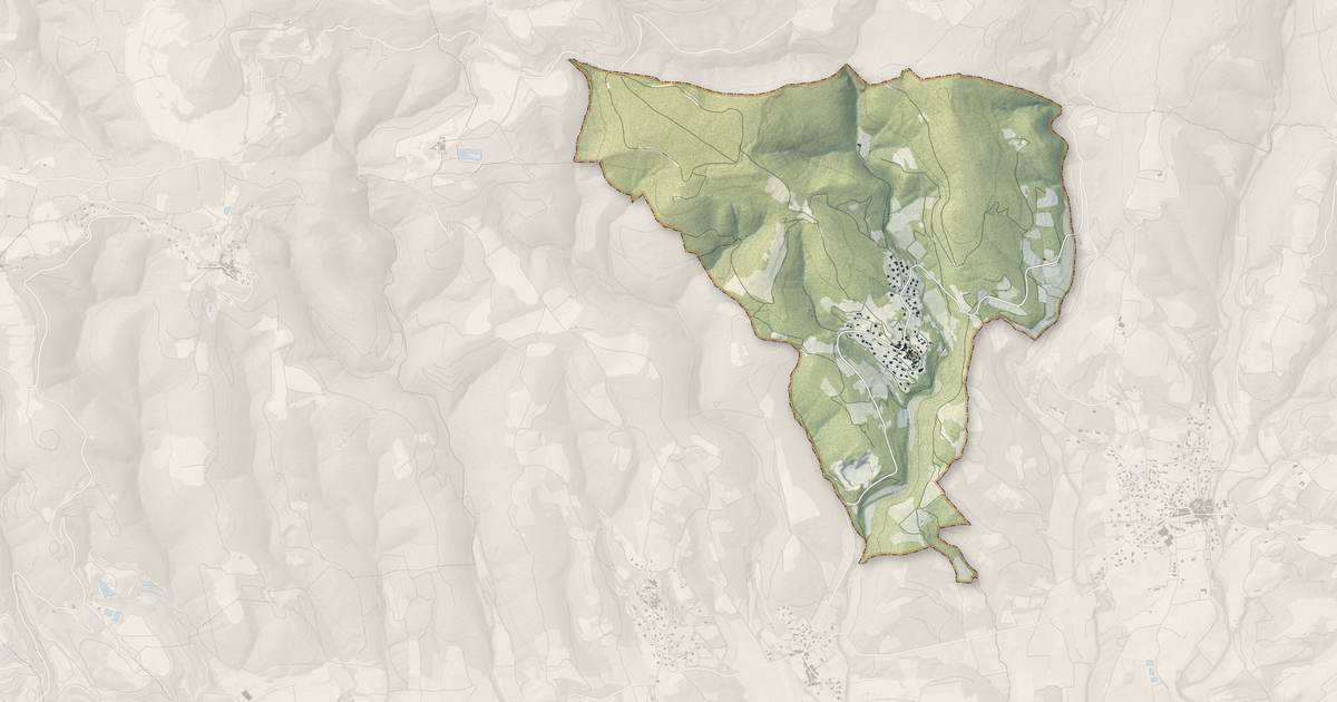 Portrait cartographique de Usclas-du-Bosc : relief, eau, forêts, bâti et voies, calculés à partir des données de l'IGN