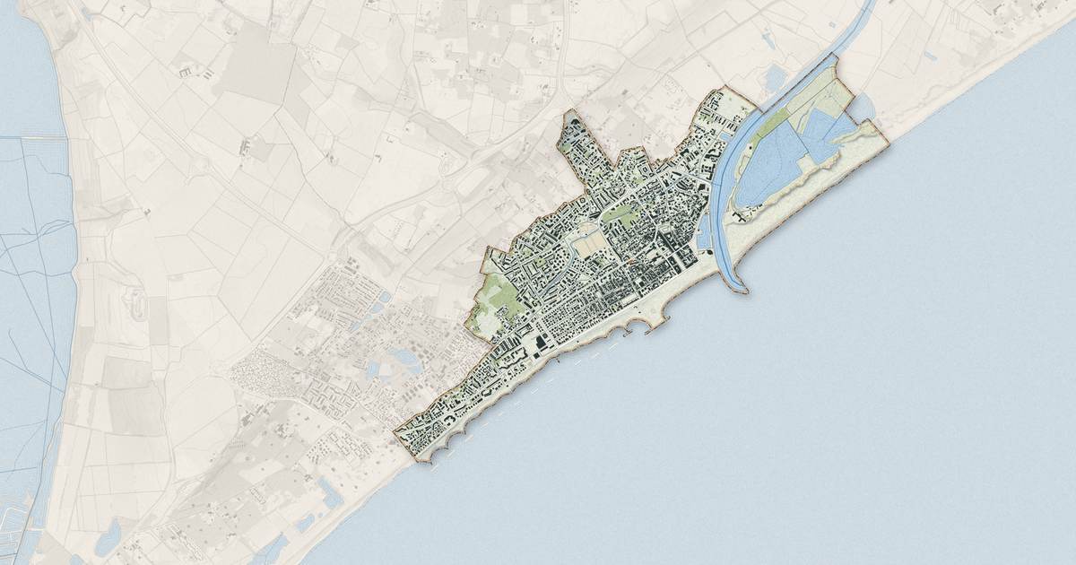 Portrait cartographique de Valras-Plage : relief, eau, forêts, bâti et voies, calculés à partir des données de l'IGN