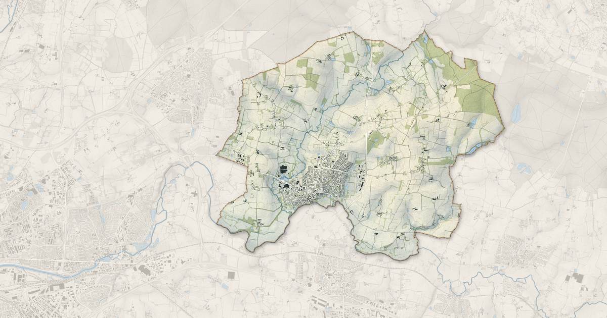 Portrait cartographique de Acigné : relief, eau, forêts, bâti et voies, calculés à partir des données de l'IGN