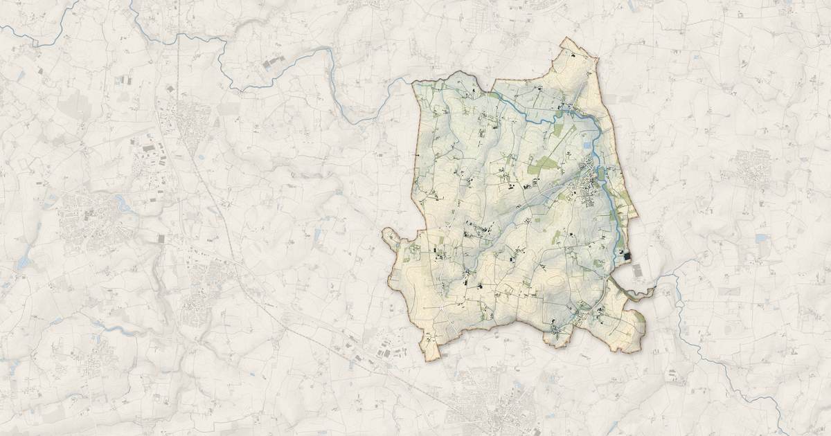 Portrait cartographique de Amanlis : relief, eau, forêts, bâti et voies, calculés à partir des données de l'IGN