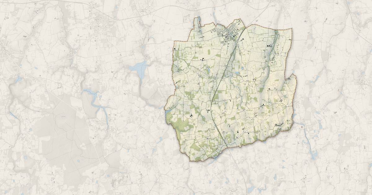 Portrait cartographique de Baguer-Morvan : relief, eau, forêts, bâti et voies, calculés à partir des données de l'IGN