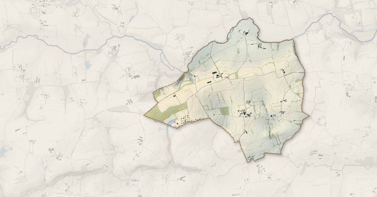 Portrait cartographique de Bléruais : relief, eau, forêts, bâti et voies, calculés à partir des données de l'IGN