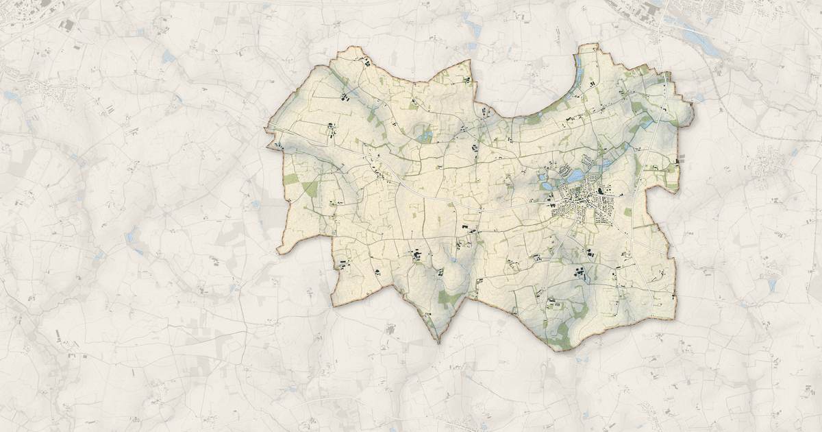 Portrait cartographique de Boisgervilly : relief, eau, forêts, bâti et voies, calculés à partir des données de l'IGN