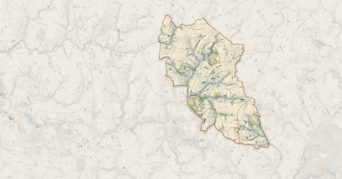 Portrait cartographique de Le Châtellier : relief, eau, forêts, bâti et voies, calculés à partir des données de l'IGN