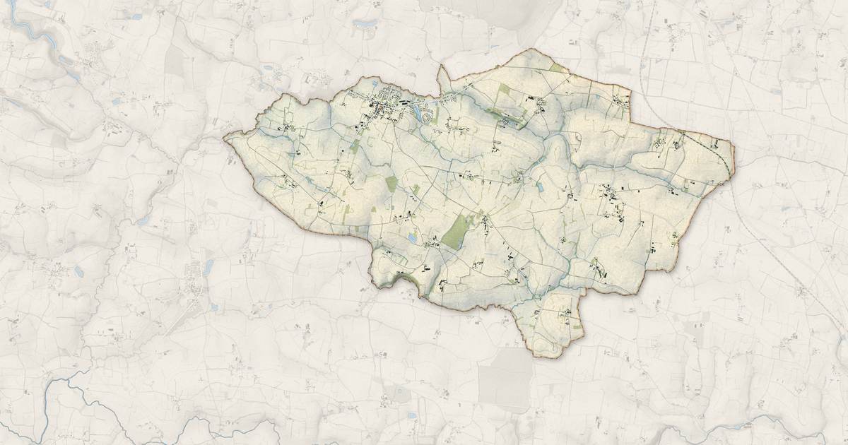 Portrait cartographique de Coësmes : relief, eau, forêts, bâti et voies, calculés à partir des données de l'IGN