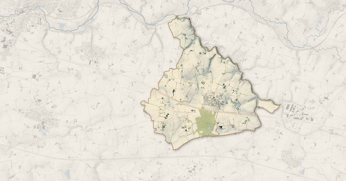 Portrait cartographique de Cornillé : relief, eau, forêts, bâti et voies, calculés à partir des données de l'IGN