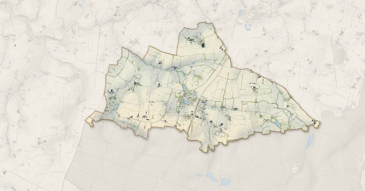 Portrait cartographique de Drouges : relief, eau, forêts, bâti et voies, calculés à partir des données de l'IGN