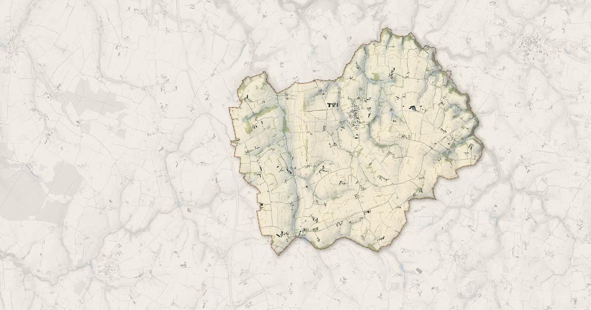 Portrait cartographique de Le Ferré : relief, eau, forêts, bâti et voies, calculés à partir des données de l'IGN