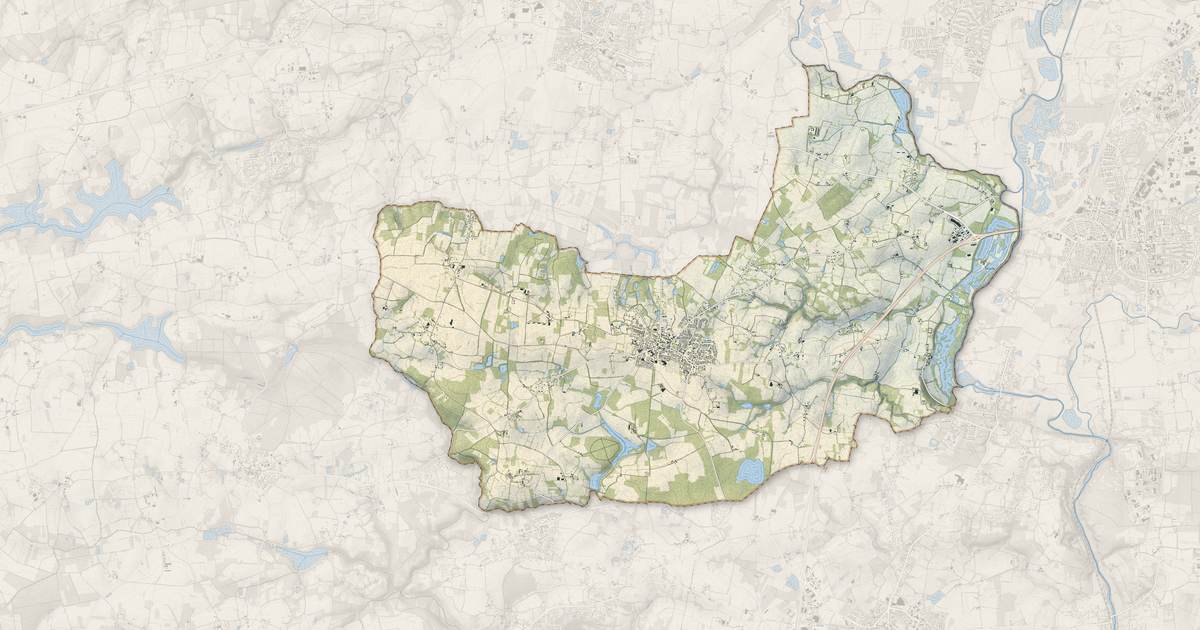 Portrait cartographique de Goven : relief, eau, forêts, bâti et voies, calculés à partir des données de l'IGN