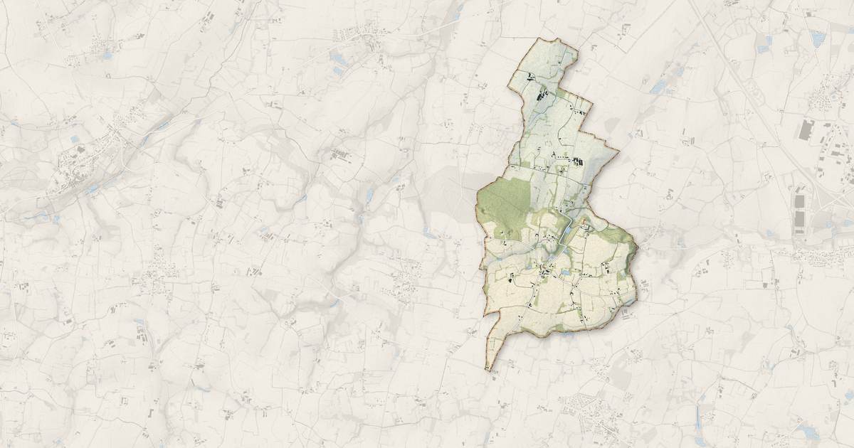 Portrait cartographique de Les Iffs : relief, eau, forêts, bâti et voies, calculés à partir des données de l'IGN