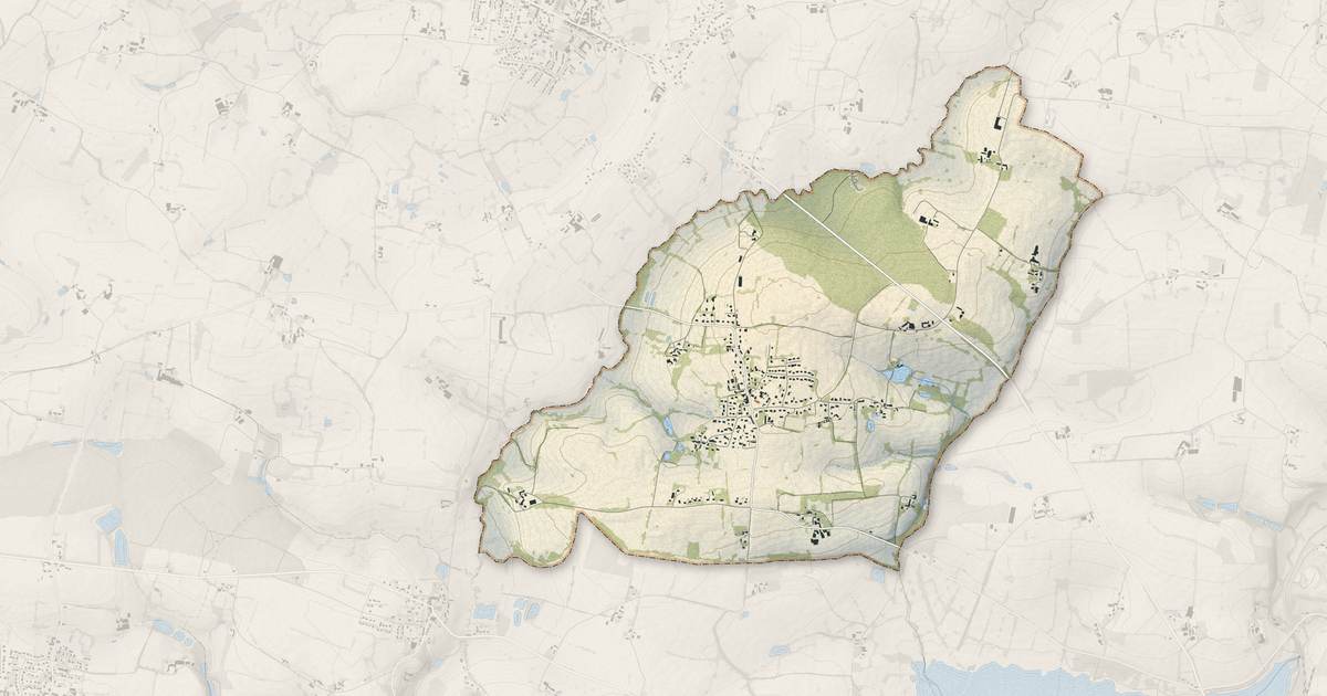 Portrait cartographique de Landavran : relief, eau, forêts, bâti et voies, calculés à partir des données de l'IGN