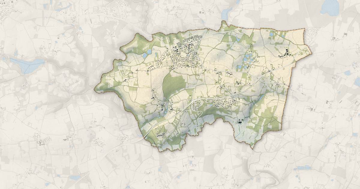 Portrait cartographique de Lassy : relief, eau, forêts, bâti et voies, calculés à partir des données de l'IGN