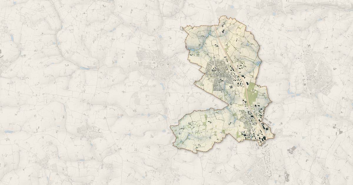 Portrait cartographique de La Mézière : relief, eau, forêts, bâti et voies, calculés à partir des données de l'IGN