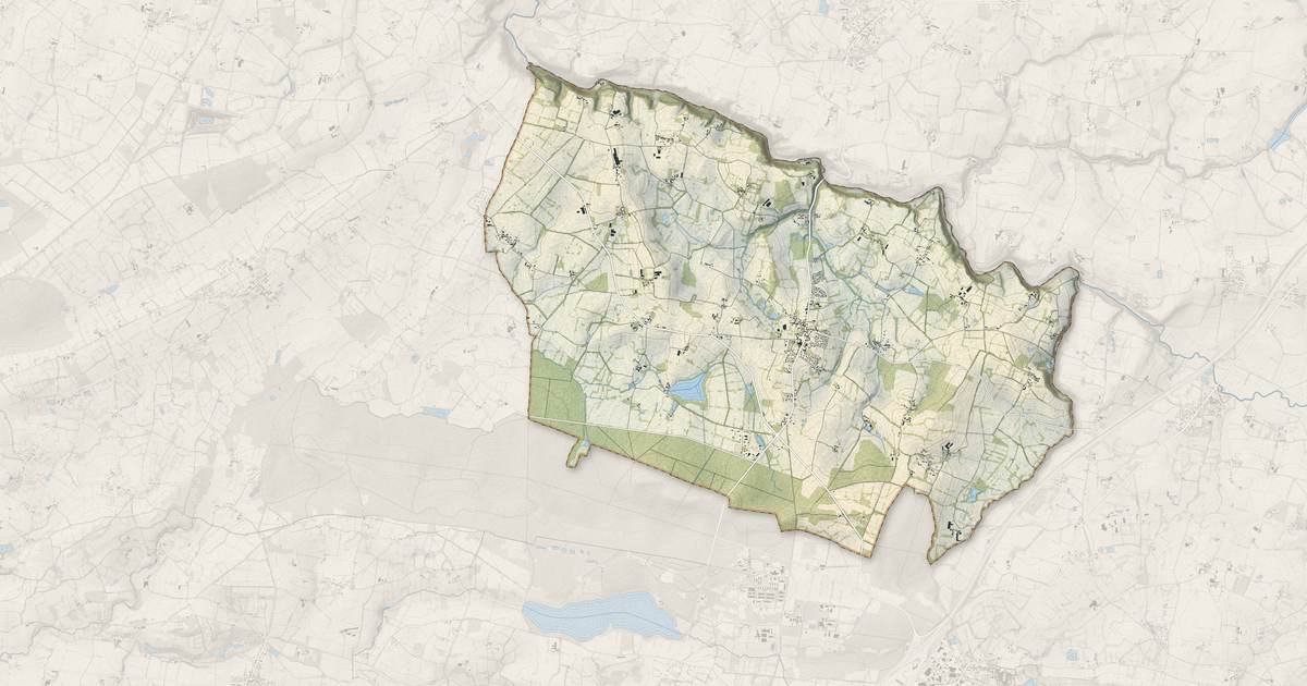 Portrait cartographique de Mézières-sur-Couesnon : relief, eau, forêts, bâti et voies, calculés à partir des données de l'IGN