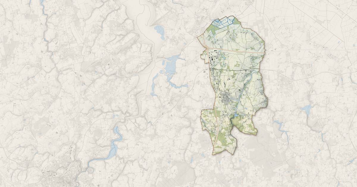 Portrait cartographique de Miniac-Morvan : relief, eau, forêts, bâti et voies, calculés à partir des données de l'IGN