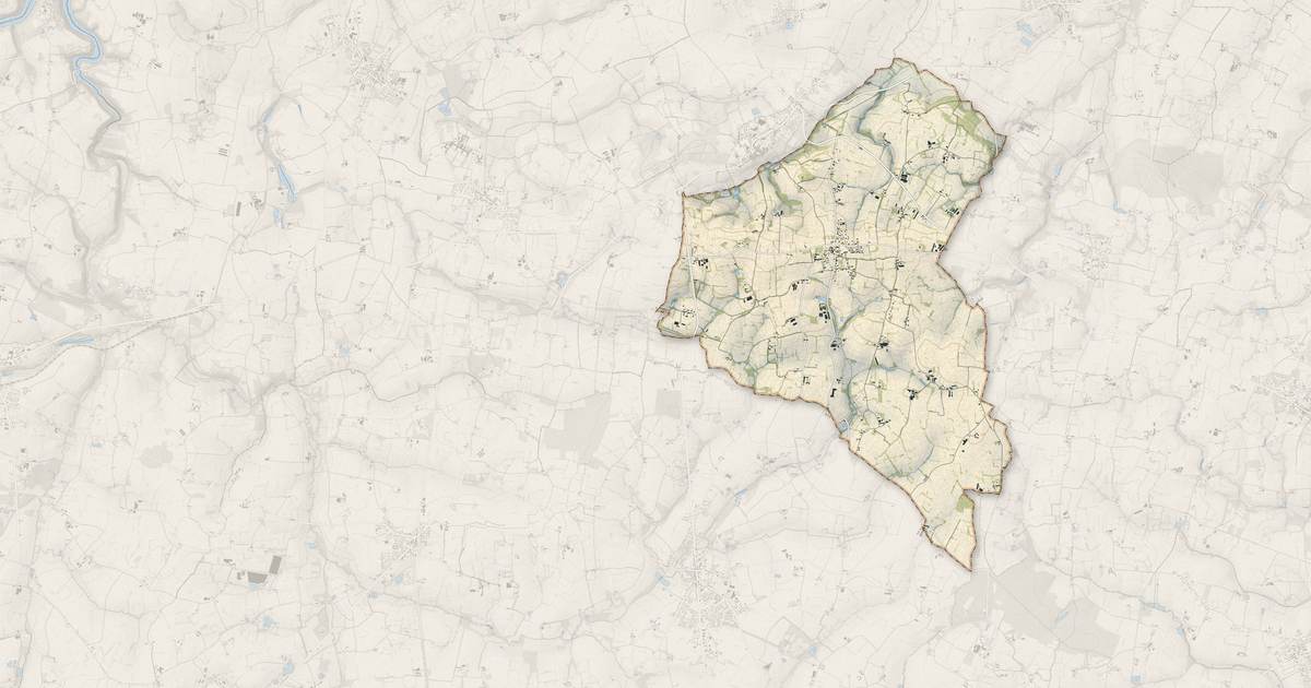 Portrait cartographique de Miniac-sous-Bécherel : relief, eau, forêts, bâti et voies, calculés à partir des données de l'IGN