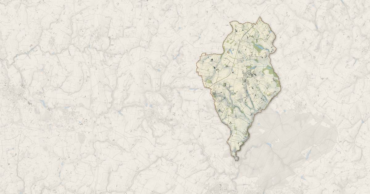 Portrait cartographique de Parigné : relief, eau, forêts, bâti et voies, calculés à partir des données de l'IGN