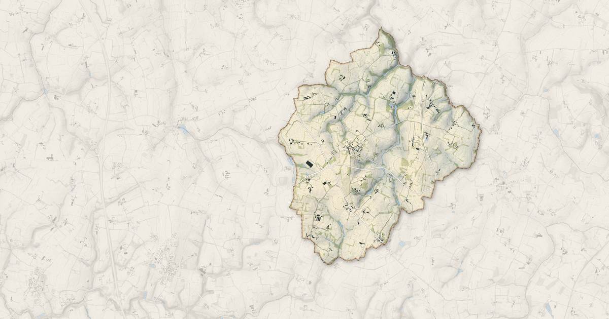 Portrait cartographique de Poilley : relief, eau, forêts, bâti et voies, calculés à partir des données de l'IGN