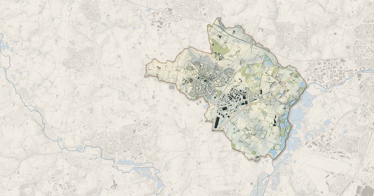 Portrait cartographique de Le Rheu : relief, eau, forêts, bâti et voies, calculés à partir des données de l'IGN