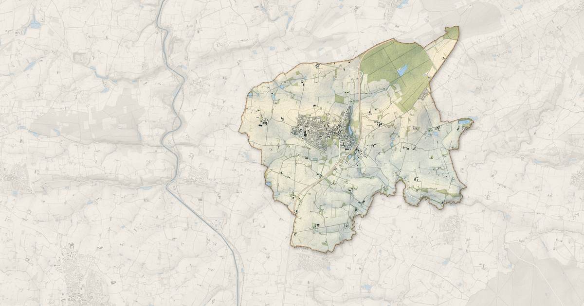 Portrait cartographique de Saint-Aubin-d'Aubigné : relief, eau, forêts, bâti et voies, calculés à partir des données de l'IGN