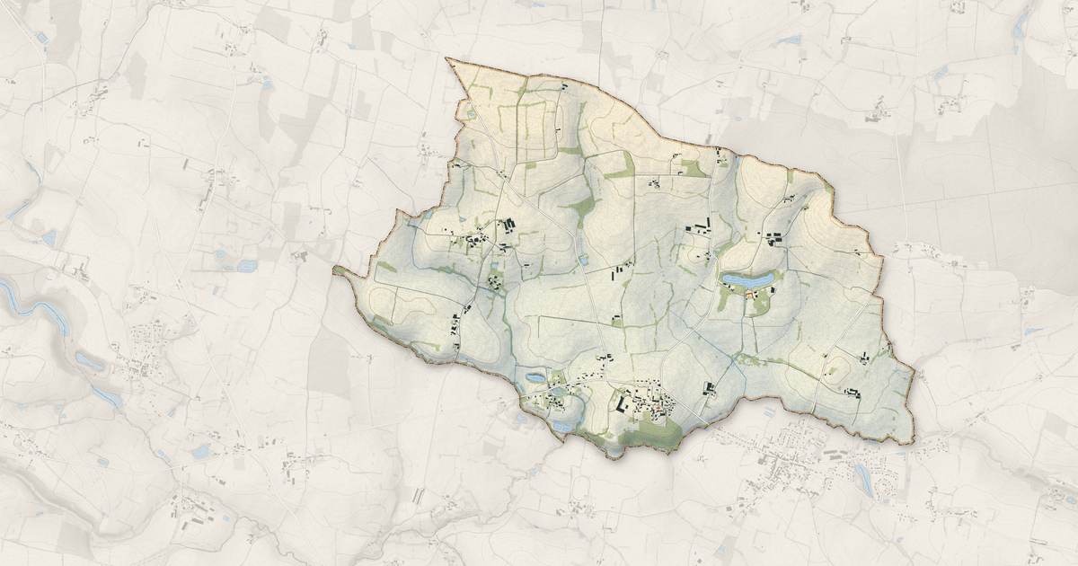 Portrait cartographique de Sainte-Colombe : relief, eau, forêts, bâti et voies, calculés à partir des données de l'IGN