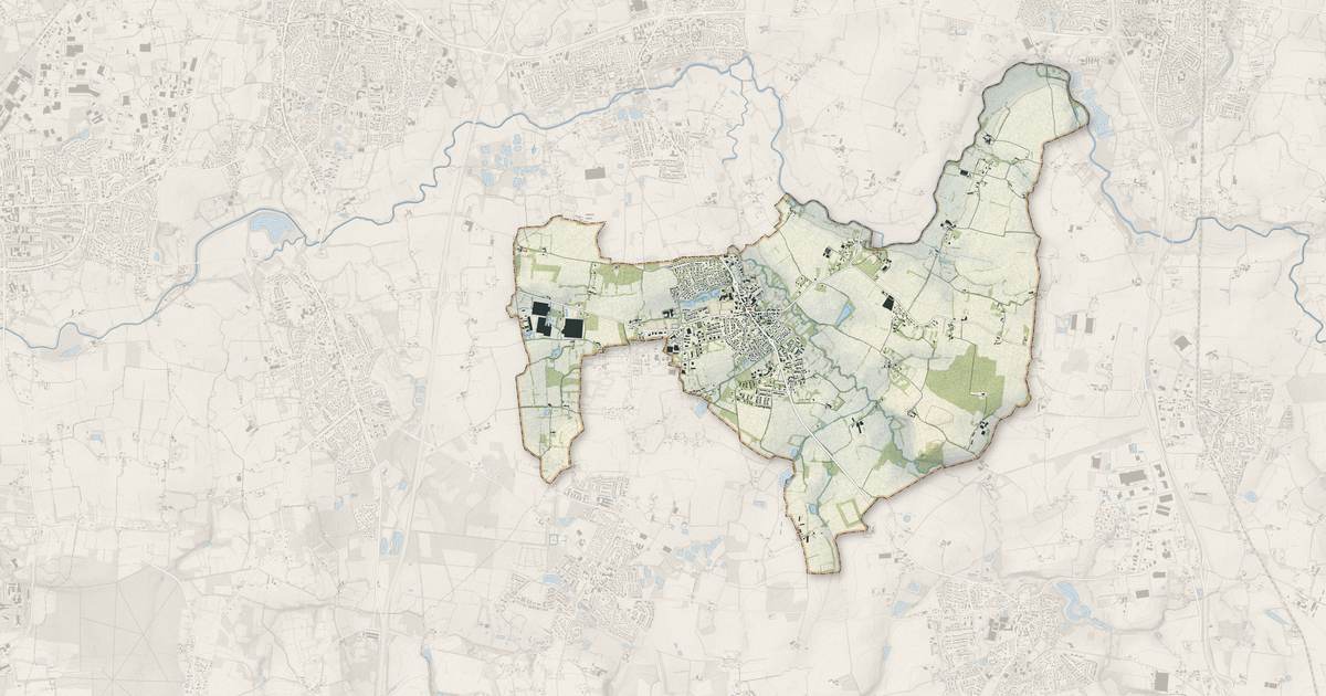 Portrait cartographique de Saint-Erblon : relief, eau, forêts, bâti et voies, calculés à partir des données de l'IGN