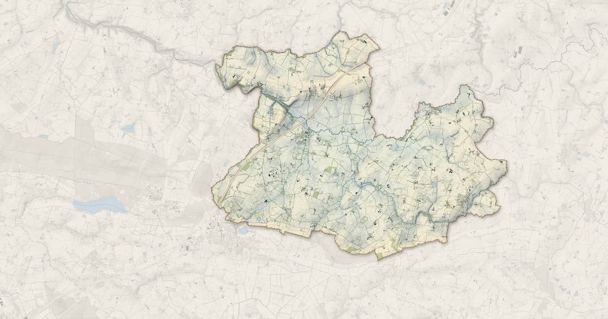 Portrait cartographique de Rives-du-Couesnon : relief, eau, forêts, bâti et voies, calculés à partir des données de l'IGN