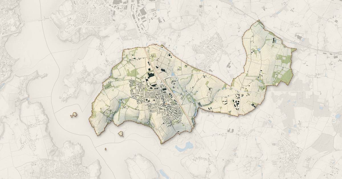 Portrait cartographique de Saint-Jouan-des-Guérets : relief, eau, forêts, bâti et voies, calculés à partir des données de l'IGN