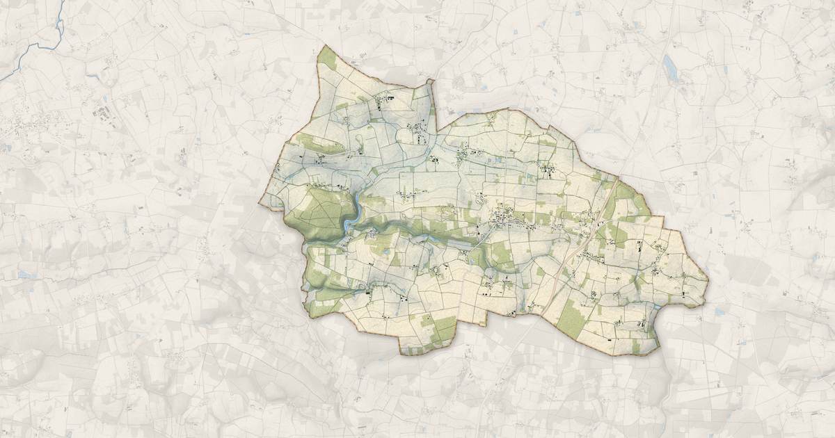 Portrait cartographique de Saint-Just : relief, eau, forêts, bâti et voies, calculés à partir des données de l'IGN