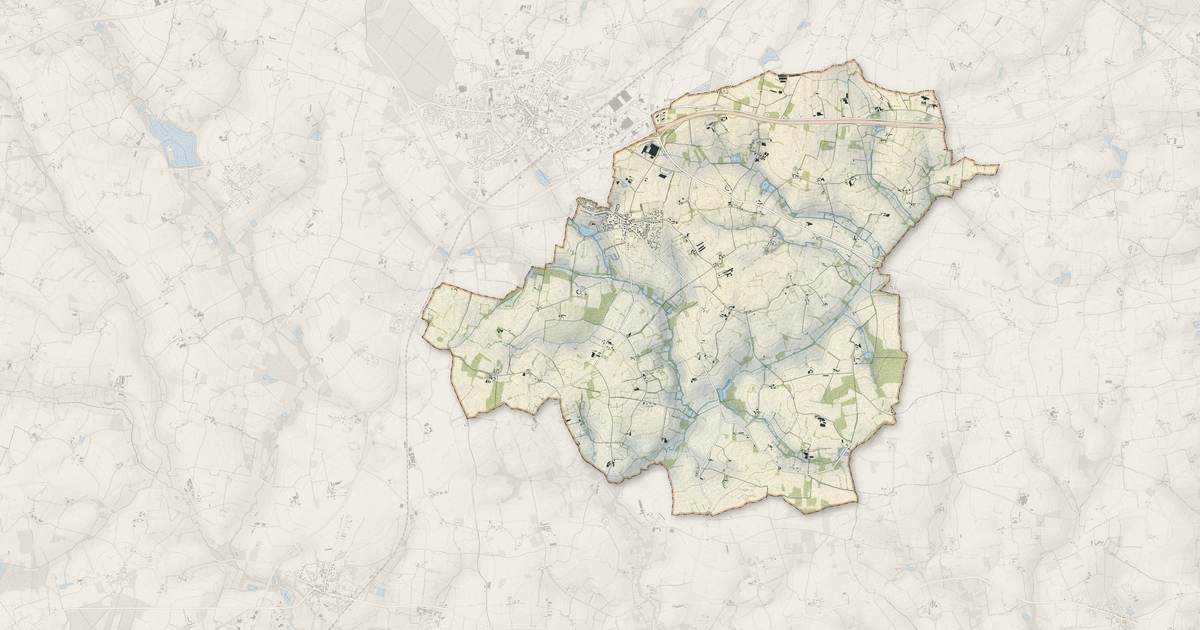 Portrait cartographique de Saint-Onen-la-Chapelle : relief, eau, forêts, bâti et voies, calculés à partir des données de l'IGN