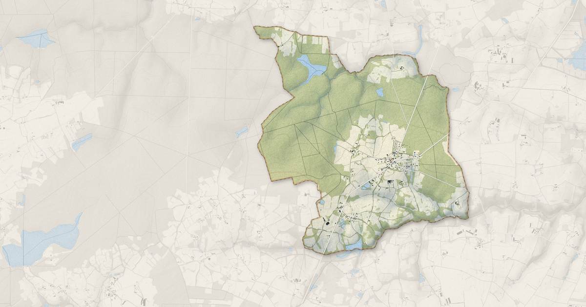 Portrait cartographique de Saint-Péran : relief, eau, forêts, bâti et voies, calculés à partir des données de l'IGN