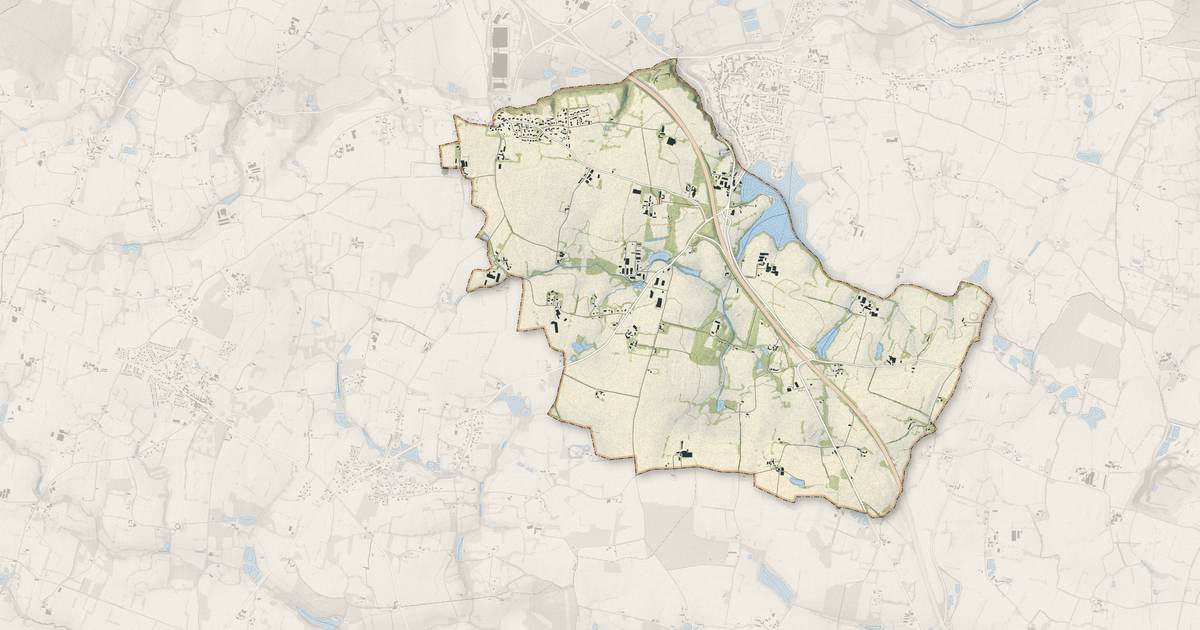 Portrait cartographique de Saint-Symphorien : relief, eau, forêts, bâti et voies, calculés à partir des données de l'IGN