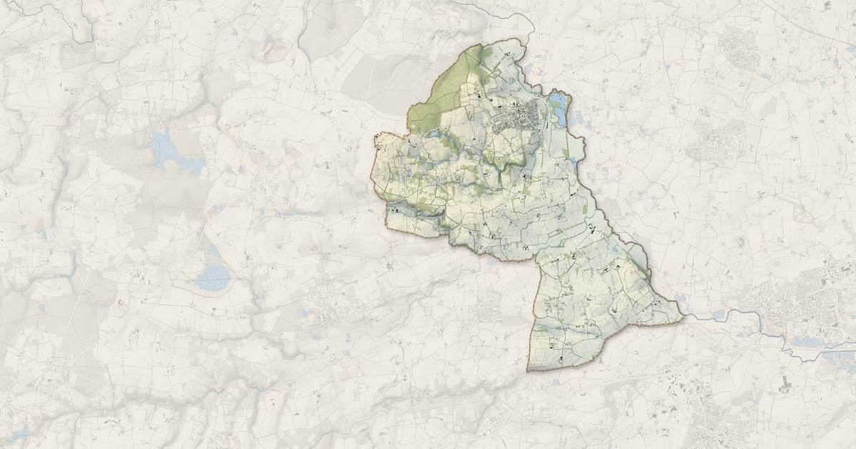 Portrait cartographique de Talensac : relief, eau, forêts, bâti et voies, calculés à partir des données de l'IGN