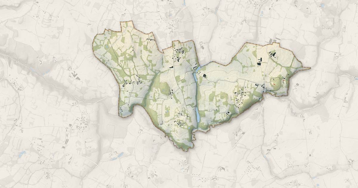 Portrait cartographique de Le Tiercent : relief, eau, forêts, bâti et voies, calculés à partir des données de l'IGN