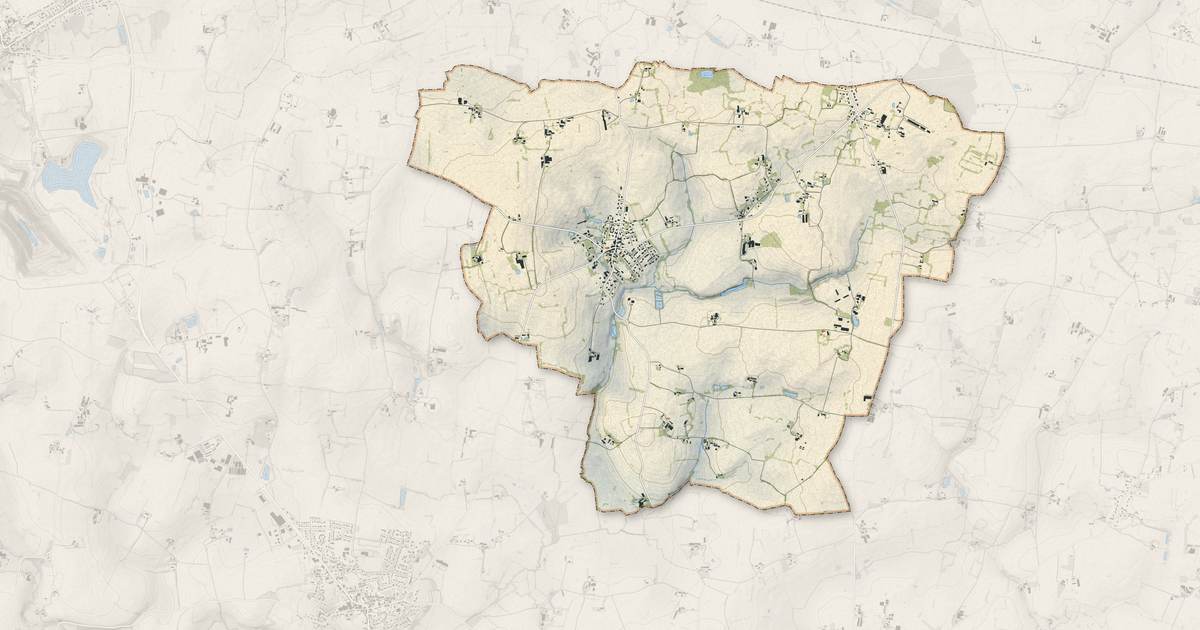 Portrait cartographique de Vergéal : relief, eau, forêts, bâti et voies, calculés à partir des données de l'IGN