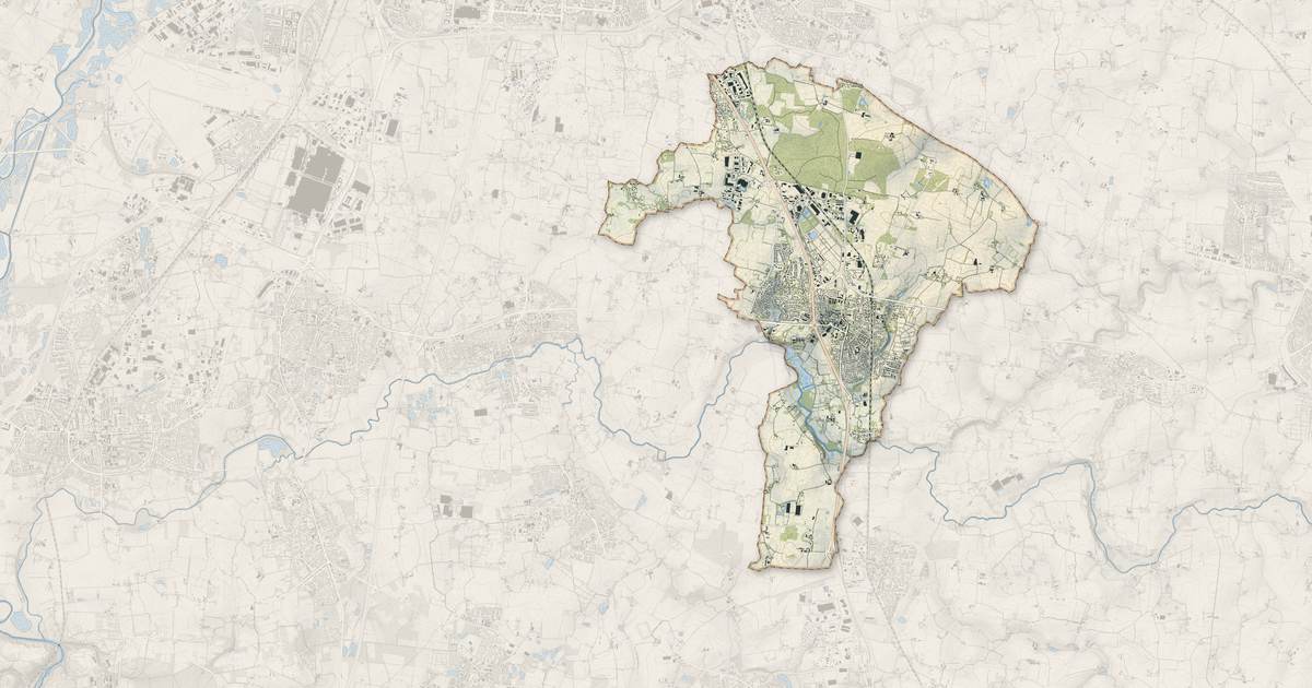 Portrait cartographique de Vern-sur-Seiche : relief, eau, forêts, bâti et voies, calculés à partir des données de l'IGN