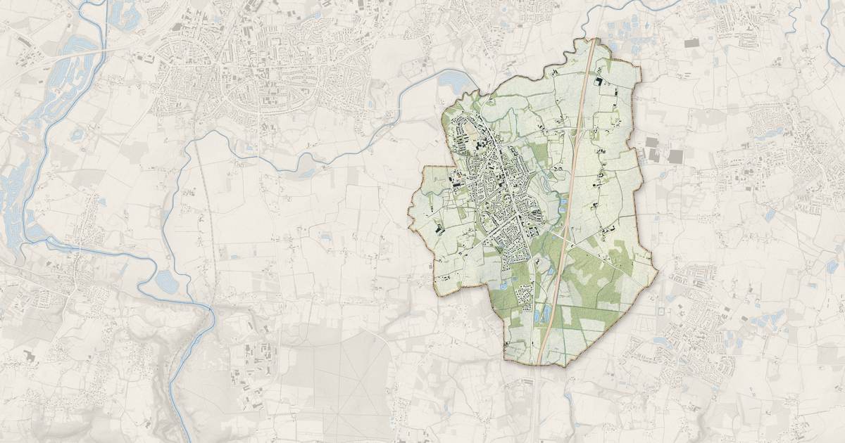 Portrait cartographique de Pont-Péan : relief, eau, forêts, bâti et voies, calculés à partir des données de l'IGN