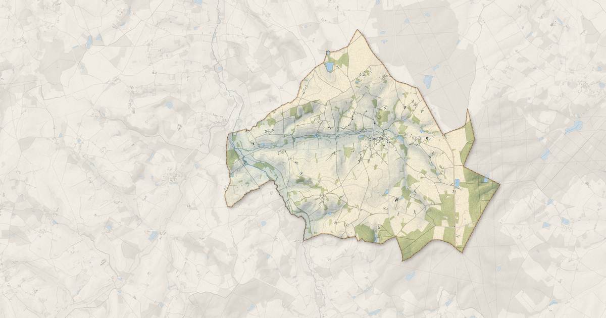 Portrait cartographique de Baudres : relief, eau, forêts, bâti et voies, calculés à partir des données de l'IGN